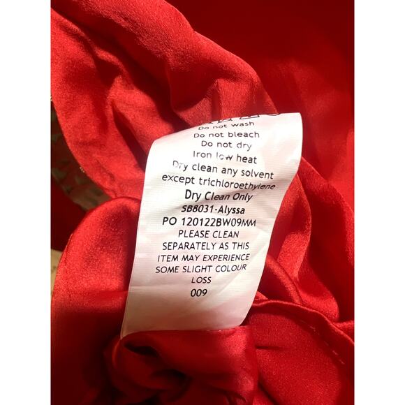House of CB Alyssa Scarlet Satin Mini Dress Size XS - Picture 9 of 10